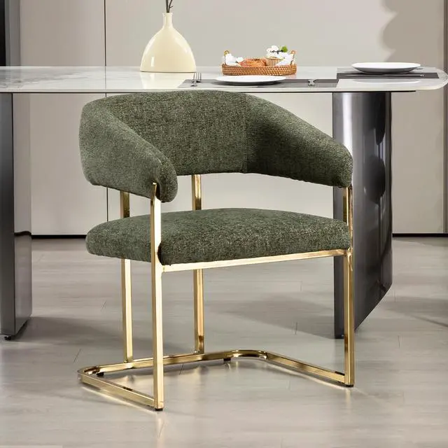 Main image of BRTHORY Modern Dinning Chair Wide Upholstered Seat Dinner Room Chairs with Metal Non-Rusting Legs Accent Chairs for Living Room, Kitchen,Restaurant (Set of 1,Green)