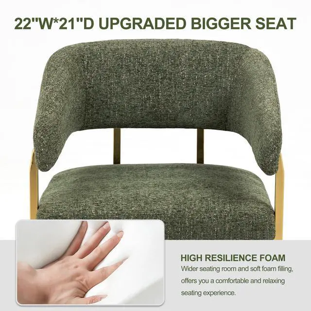 Alt view image 3 of 7 - BRTHORY Modern Dinning Chair Wide Upholstered Seat Dinner Room Chairs with Metal Non-Rusting Legs Accent Chairs for Living Room, Kitchen,Restaurant (Set of 1,Green)