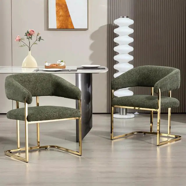 Alt view image 6 of 7 - BRTHORY Modern Dinning Chair Wide Upholstered Seat Dinner Room Chairs with Metal Non-Rusting Legs Accent Chairs for Living Room, Kitchen,Restaurant (Set of 1,Green)