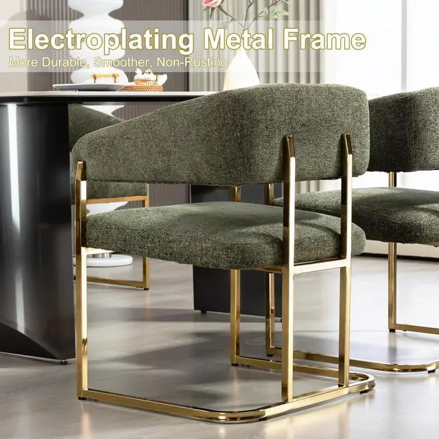 Alt view image 5 of 7 - BRTHORY Modern Dinning Chair Wide Upholstered Seat Dinner Room Chairs with Metal Non-Rusting Legs Accent Chairs for Living Room, Kitchen,Restaurant (Set of 1,Green)