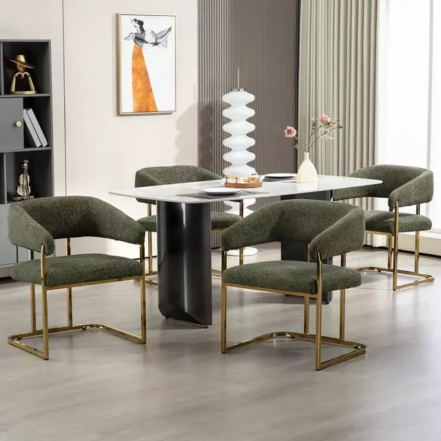 Alt view image 7 of 7 - BRTHORY Modern Dinning Chair Wide Upholstered Seat Dinner Room Chairs with Metal Non-Rusting Legs Accent Chairs for Living Room, Kitchen,Restaurant (Set of 1,Green)
