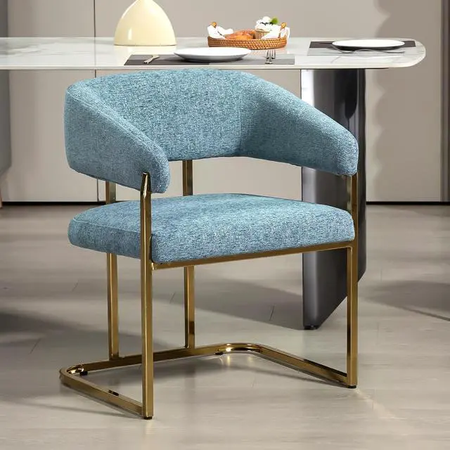 Main image of BRTHORY Modern Dinning Chair Wide Upholstered Seat Dinner Room Chairs with Metal Non-Rusting Legs Accent Chairs for Living Room, Kitchen,Restaurant(Set of 1,Blue)