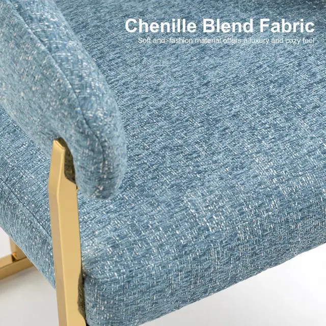 Alt view image 4 of 7 - BRTHORY Modern Dinning Chair Wide Upholstered Seat Dinner Room Chairs with Metal Non-Rusting Legs Accent Chairs for Living Room, Kitchen,Restaurant(Set of 1,Blue)