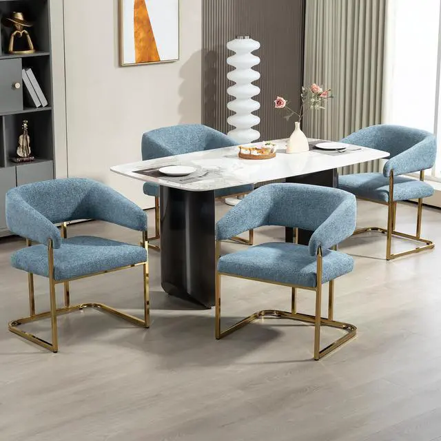 Alt view image 7 of 7 - BRTHORY Modern Dinning Chair Wide Upholstered Seat Dinner Room Chairs with Metal Non-Rusting Legs Accent Chairs for Living Room, Kitchen,Restaurant(Set of 1,Blue)