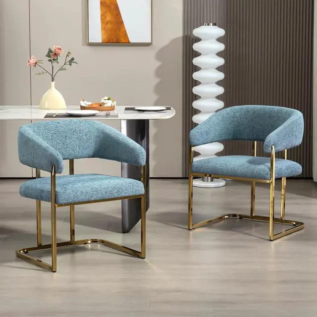Alt view image 6 of 7 - BRTHORY Modern Dinning Chair Wide Upholstered Seat Dinner Room Chairs with Metal Non-Rusting Legs Accent Chairs for Living Room, Kitchen,Restaurant(Set of 1,Blue)