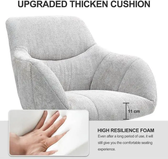 Alt view image 3 of 7 - BRTHORY Home Office Chairs with Silver Base Thick Upholstered Chenille Fabric Height Adjustable Armchair Desk Chairs with Wheels, Comfortable Back Seat for Living Room, Bedroom,Study Room