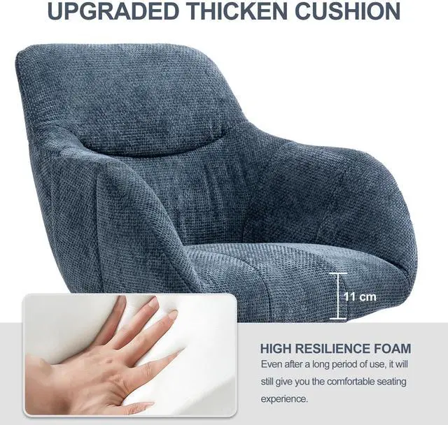 Alt view image 3 of 7 - BRTHORY Home Office Chairs with Thick Upholstered Chenille Fabric Height Adjustable Armchair Computer Desk Chairs with Wheels, Comfortable Back Seat for Gaming, Living Room, Bedroom, Study Room