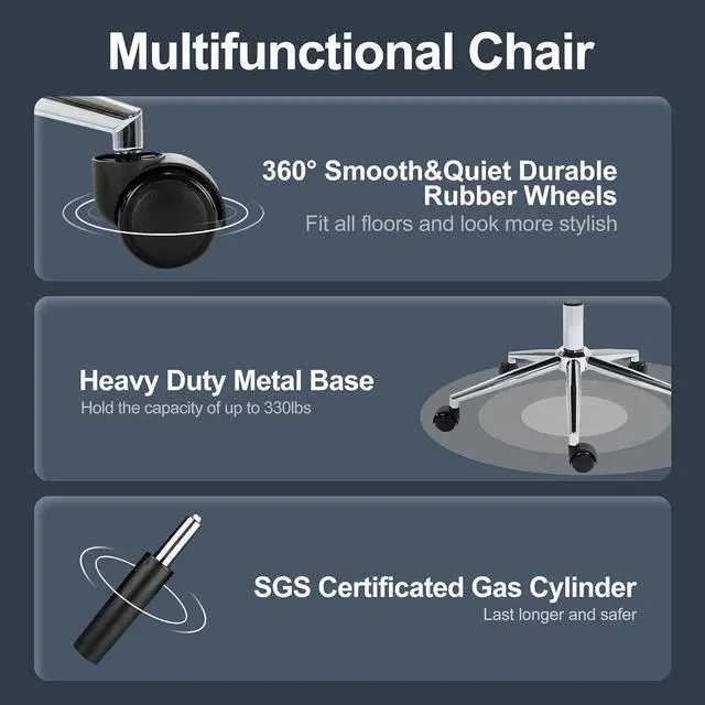 Alt view image 7 of 7 - BRTHORY Home Office Chairs with Thick Upholstered Chenille Fabric Height Adjustable Armchair Computer Desk Chairs with Wheels, Comfortable Back Seat for Gaming, Living Room, Bedroom, Study Room