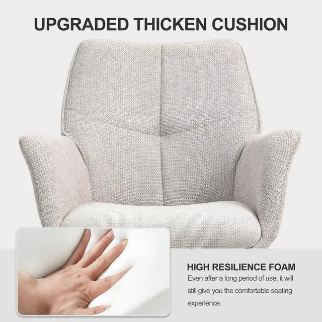 Alt view image 5 of 7 - BRTHORY Dining Chairs Set of 2, 360°Swivel Chairs Upholstered Armchair Desk Chairs Comfortable Back Seat for Living Room, Bedroom,Study Room,Beige