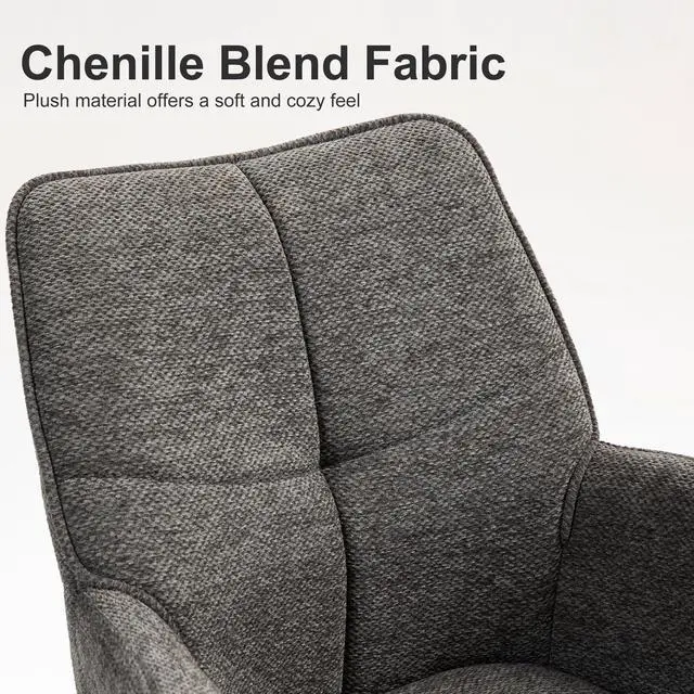 Alt view image 4 of 7 - BRTHORY Dining Chairs Set of 2, 360°Swivel Chairs Upholstered Armchair Desk Chairs Comfortable Back Seat for Living Room, Bedroom,Study Room,Dark Gray
