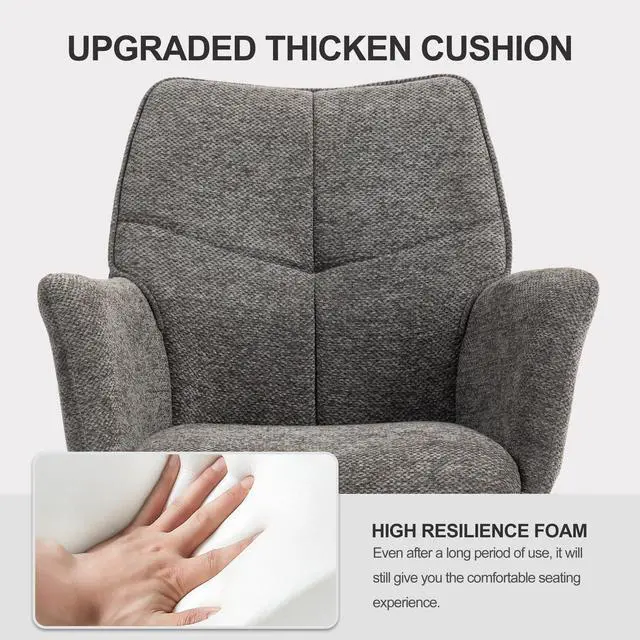 Alt view image 5 of 7 - BRTHORY Dining Chairs Set of 2, 360°Swivel Chairs Upholstered Armchair Desk Chairs Comfortable Back Seat for Living Room, Bedroom,Study Room,Dark Gray