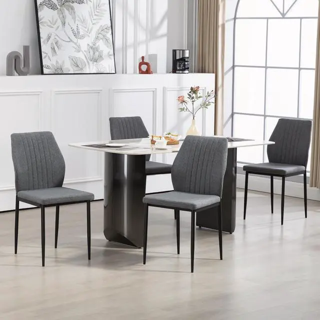 Main image of BRTHORY Modern Dining Chairs Set of 4 High Back Support Dining Room Chair with Metal Legs Chenille Fabric Kitchen Chair for Home Restaurant