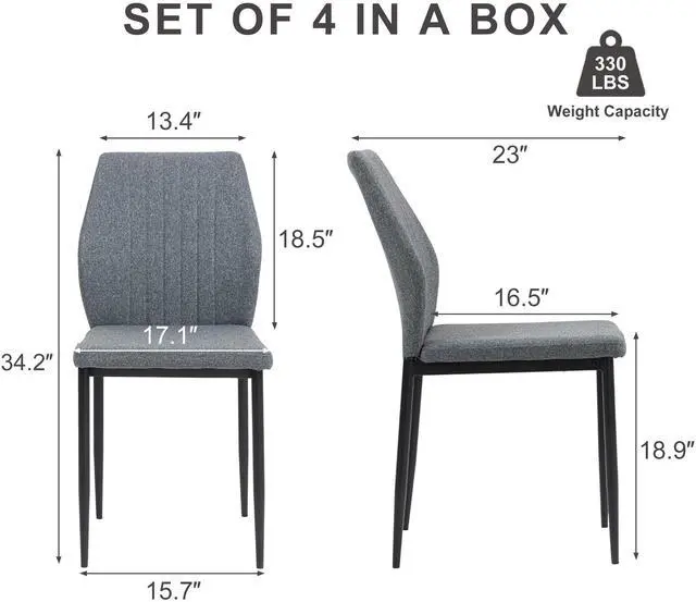 Alt view image 3 of 7 - BRTHORY Modern Dining Chairs Set of 4 High Back Support Dining Room Chair with Metal Legs Chenille Fabric Kitchen Chair for Home Restaurant