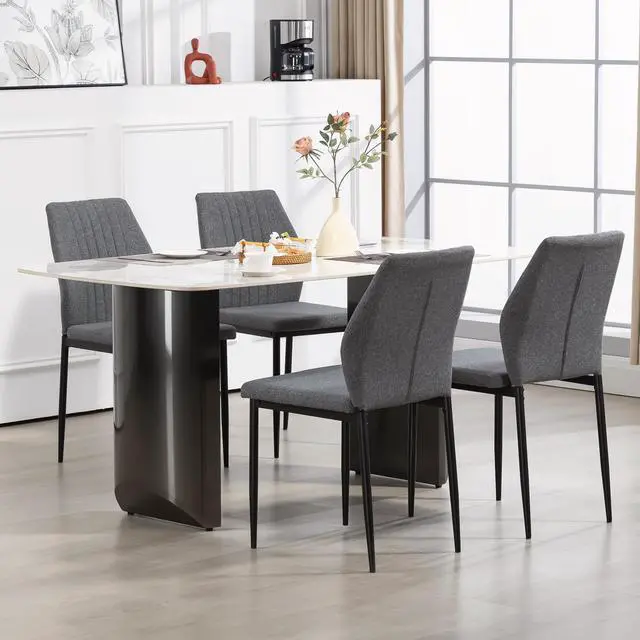 Alt view image 2 of 7 - BRTHORY Modern Dining Chairs Set of 4 High Back Support Dining Room Chair with Metal Legs Chenille Fabric Kitchen Chair for Home Restaurant