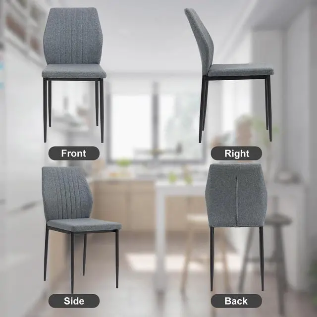 Alt view image 5 of 7 - BRTHORY Modern Dining Chairs Set of 4 High Back Support Dining Room Chair with Metal Legs Chenille Fabric Kitchen Chair for Home Restaurant