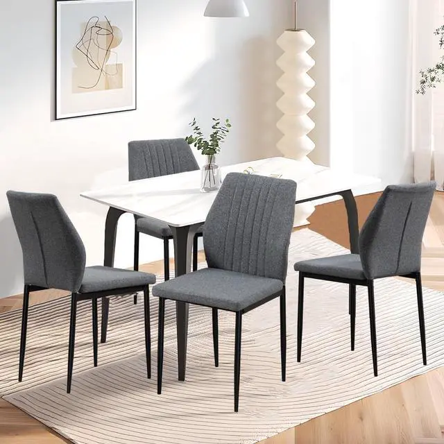 Alt view image 7 of 7 - BRTHORY Modern Dining Chairs Set of 4 High Back Support Dining Room Chair with Metal Legs Chenille Fabric Kitchen Chair for Home Restaurant