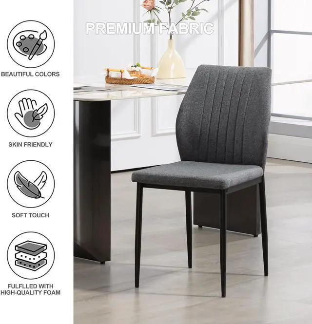Alt view image 6 of 7 - BRTHORY Modern Dining Chairs Set of 4 High Back Support Dining Room Chair with Metal Legs Chenille Fabric Kitchen Chair for Home Restaurant