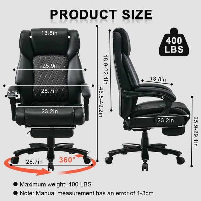 Alt view image 3 of 7 - BRTHORY 440LBS Big and Tall Office PC Chair with Adjustment Lumbar Support Ergonomic Executive Heavy Duty Gaming Chair for Long Hours Sitting, Computer chair with Flip-up Armrest, PU Leather