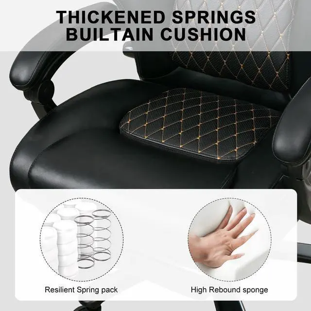 Alt view image 6 of 7 - BRTHORY 440LBS Big and Tall Office PC Chair with Adjustment Lumbar Support Ergonomic Executive Heavy Duty Gaming Chair for Long Hours Sitting, Computer chair with Flip-up Armrest, PU Leather