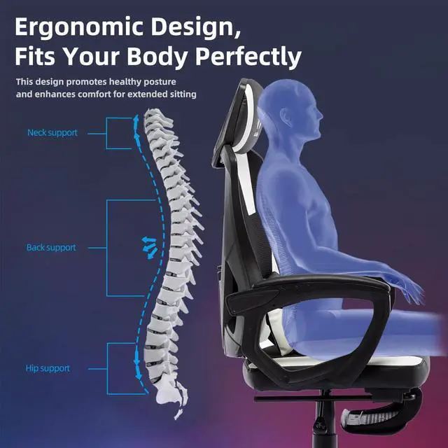 Alt view image 6 of 7 - BRTHORY Gaming Desk Chair with Footrest, Ergonomic Computer Office Desk Chair,Reclining Game Chairs Lumbar Support,Faux Leather,Height Adjustable,360° Swivel (White)