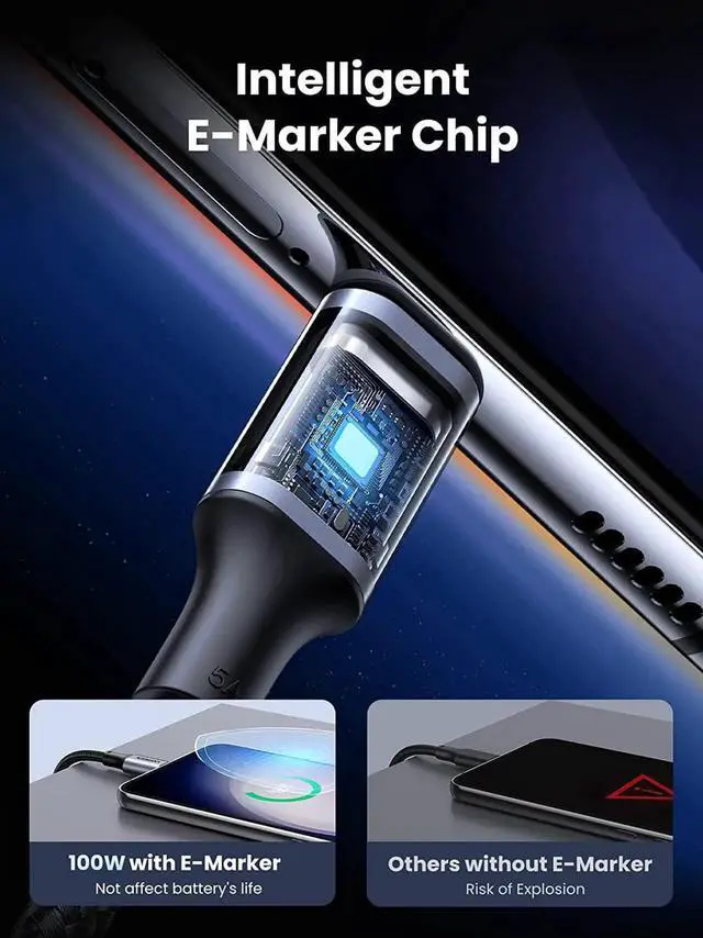 Alt view image 2 of 7 - UGREEN USB C to USB C Cable, 100W 2-Pack USB C Charger Cable for iPhone 17/17 Plus/17 Pro/17 Pro Max/16, MacBook Pro, iPad Pro, D-ELL XPS, SAM-SUNG Galaxy S25/S24/S23 Ultra, Switch, Pixel, 1.6FT Black