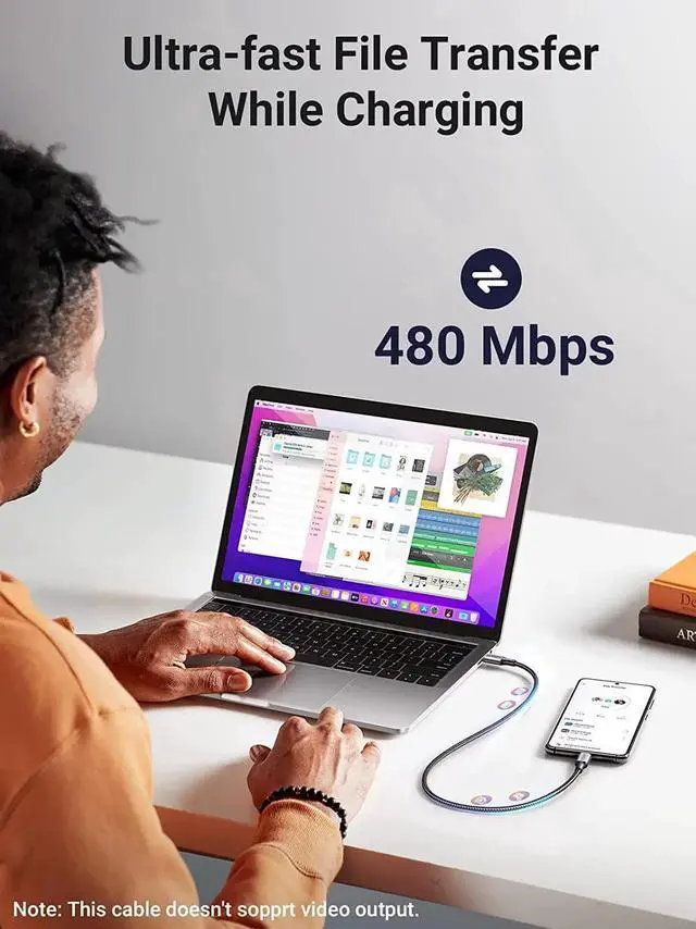 Alt view image 3 of 7 - UGREEN USB C to USB C Cable, 100W 2-Pack USB C Charger Cable for iPhone 17/17 Plus/17 Pro/17 Pro Max/16, MacBook Pro, iPad Pro, D-ELL XPS, SAM-SUNG Galaxy S25/S24/S23 Ultra, Switch, Pixel, 1.6FT Black