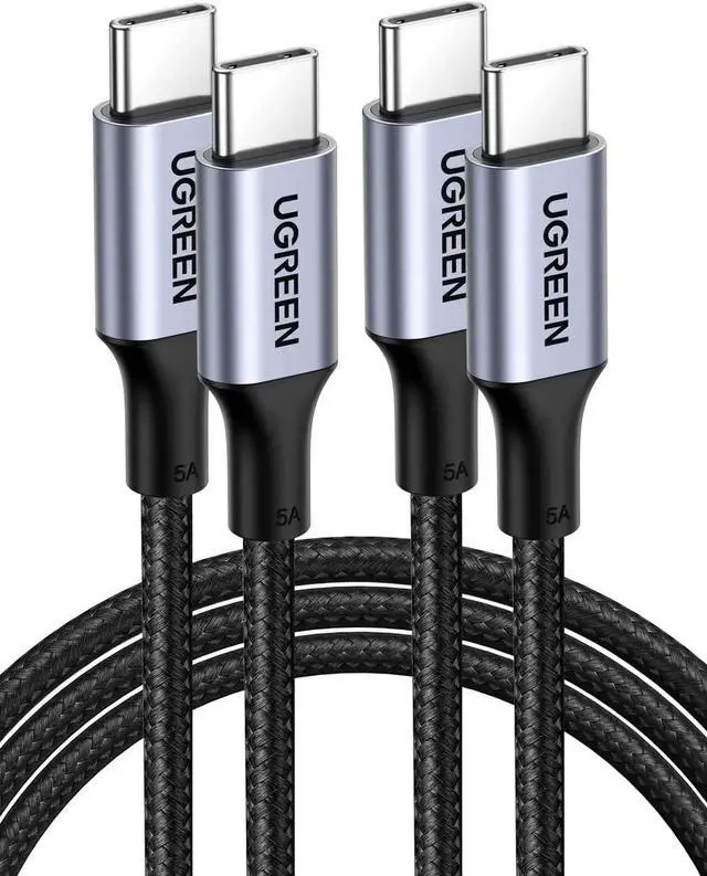 Main image of UGREEN USB C to USB C Cable, 100W 2-Pack USB C Charger Cable for iPhone 17/17 Plus/17 Pro/17 Pro Max/16, MacBook Pro, iPad Pro, D-ELL XPS, SAM-SUNG Galaxy S25/S24/S23 Ultra, Switch, Pixel, 1.6FT Black