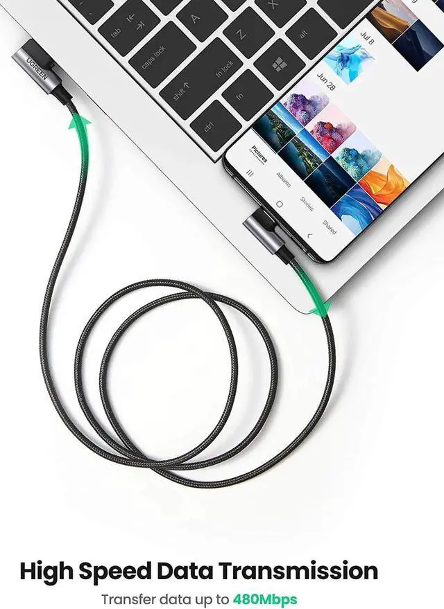 Alt view image 6 of 7 - UGREEN USB to USB C Cable 90 Degree USB C Fast Charging Cord Compatible with iPhone 16/16 Plus/16 Pro/16 Pro Max/15/SAM-SUNG Galaxy S10/S10+/Pixel 7/6a/LG G8/G7/Pixel/Switch, 3.3FT