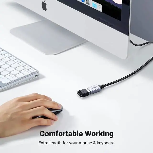 Alt view image 2 of 7 - UGREEN 2 Pack USB Extension Cable (3 FT+ 3 FT), Nylon Braided Extender Compatible With Webcam, Camera, Phone, Hub, Mouse, Keyboard, Printer, Hard Drive, Headset