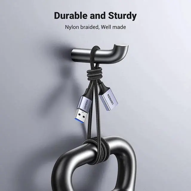 Alt view image 7 of 7 - UGREEN 2 Pack USB Extension Cable (3 FT+ 3 FT), Nylon Braided Extender Compatible With Webcam, Camera, Phone, Hub, Mouse, Keyboard, Printer, Hard Drive, Headset