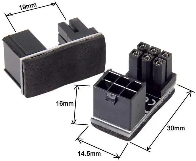 Alt view image 2 of 7 - 2 Pack ATX 6Pin Male to Female 180 Degree Angled Power Connector Adapter for GPU Graphics Card