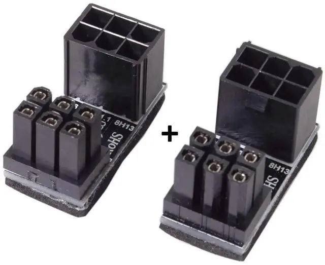 Alt view image 5 of 7 - 2 Pack ATX 6Pin Male to Female 180 Degree Angled Power Connector Adapter for GPU Graphics Card