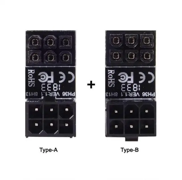 Alt view image 3 of 7 - 2 Pack ATX 6Pin Male to Female 180 Degree Angled Power Connector Adapter for GPU Graphics Card