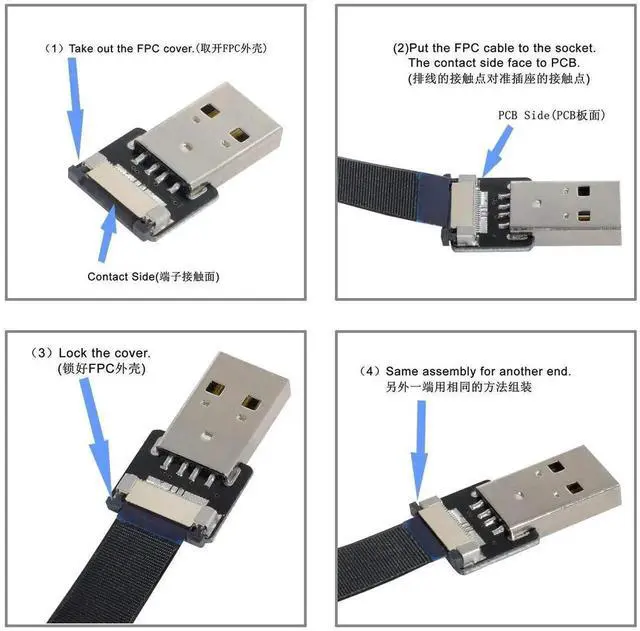 Alt view image 2 of 7 - USB 2.0 Male 90 Degree Down Angled Flat Connector Support 480Mbps Data Transfer 5V Charging for Ribbon Cable,Raspberry Pi, GoPro,Drone, Camera, Gimbal