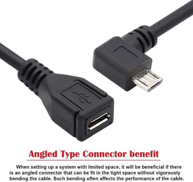 Alt view image 4 of 6 - USB 2.0 5Pin Male to Female 90 Degree Left Angled Extension Cable for Tablet & Phone & MHL & OTG Extension