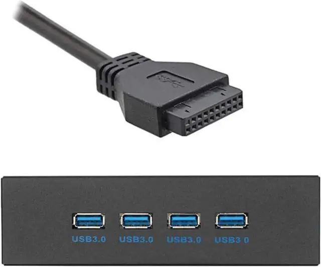 Alt view image 3 of 3 - USB 3.0 HUB 4 Ports Front Panel to Motherboard 20Pin Adapter with SATA Power Cable for 5.25" CD-ROM Bay