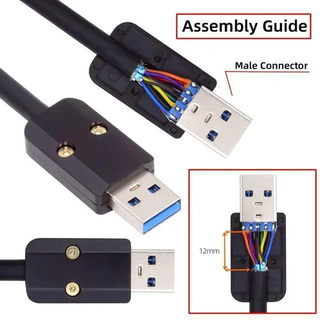 Alt view image 2 of 7 - USB 3.0 DIY Connector Aluminum Alloy USB 3.0 Type A Male Plug Port Repair Replacement Solder Adapter for OD 6.0mm Cable