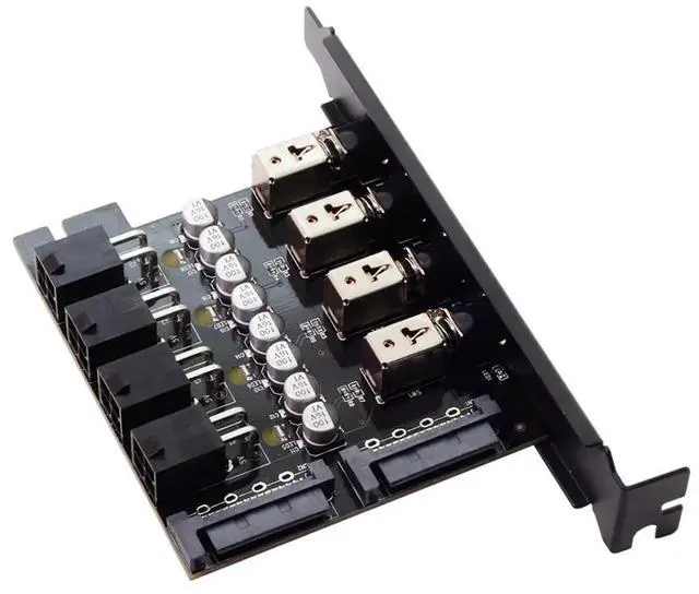 Alt view image 5 of 7 - 4 SATA HDD SSD Hard Drive Power Switch Selector Module Control System with 120mm PCI Bracket