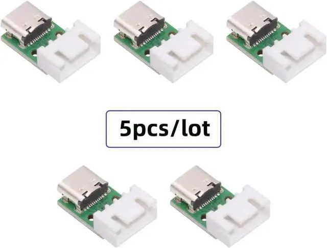 Alt view image 6 of 7 - 5 Pack USB C DIY Connector, Pitch 2.54mm 4Pin to USB 2.0 Type C Female Socket Port Repair Replacement Solder Adapter with Wafer Socket