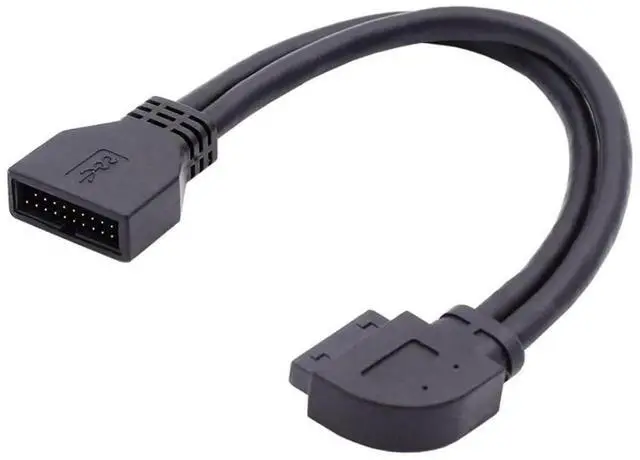 Main image of USB 3.0 Front Panel Header 19/20Pin Male to Female 90 Degree Left Angled Mainboard Header Port Extension Cable Adapter