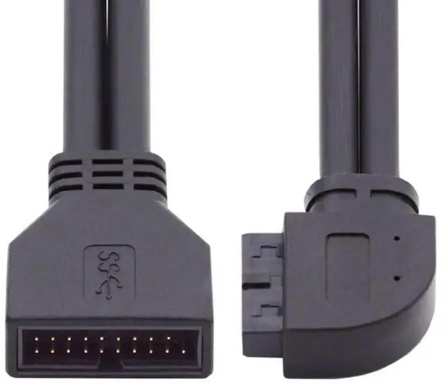 Alt view image 2 of 7 - USB 3.0 Front Panel Header 19/20Pin Male to Female 90 Degree Left Angled Mainboard Header Port Extension Cable Adapter