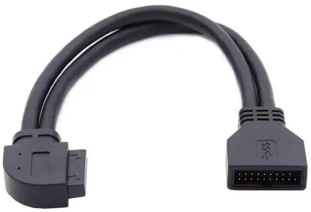 Alt view image 5 of 7 - USB 3.0 Front Panel Header 19/20Pin Male to Female 90 Degree Left Angled Mainboard Header Port Extension Cable Adapter