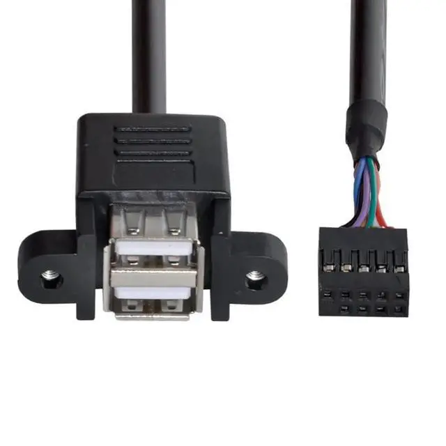 Alt view image 4 of 7 - USB 2.0 Front Panel Header 9/10Pin 1 Male to 2 USB 2.0 Female Y Splitter Mainboard Header Port Extension Cable Adapter with Screw Panel Holes