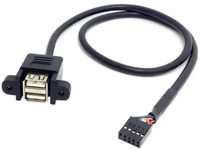 Alt view image 5 of 7 - USB 2.0 Front Panel Header 9/10Pin 1 Male to 2 USB 2.0 Female Y Splitter Mainboard Header Port Extension Cable Adapter with Screw Panel Holes