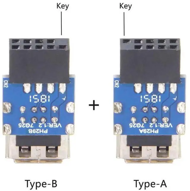 Alt view image 2 of 7 - 2 Pack USB 2.0 Front Panel Header 9/10Pin 1 Male to 2 USB 2.0 Female Mainboard Header Port Extension Adapter