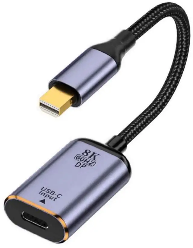 Alt view image 2 of 6 - USB C to Mini Displayport Cable,USB Type C Female Input to Mini Displayport 1.4 Male Output HDTV Cable 8K@60hz 4K@120hz for Tablet Phone Laptop