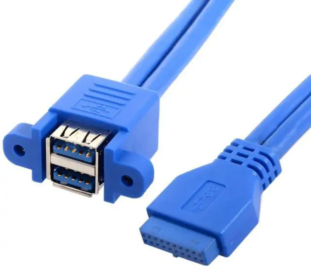 Alt view image 4 of 7 - USB 3.0 Front Panel Header 19/20Pin 1 Male to 2 USB 3.0 Female Panel Port Extension Cable 0.5M with Panel Mount Holes