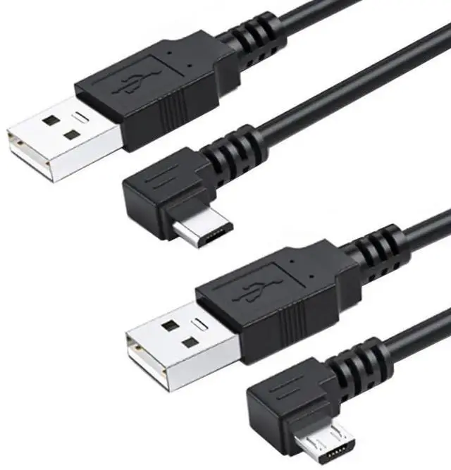 Main image of 2 Pack USB to Micro USB Cable,USB 2.0 Male to Micro USB 5Pin Male Charge Data Transfer 90 Degree Angled Extension Cable 1.64FT/0.5M