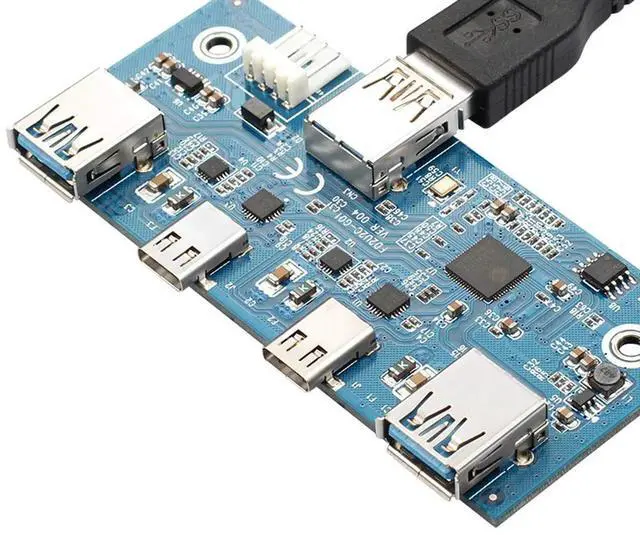 Alt view image 2 of 7 - USB-C & USB 3.0 HUB 4 Ports Front Panel to Motherboard 20Pin Connector Cable for 3.5" Floppy Bay