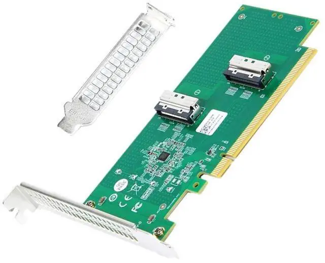 Main image of 2 Port PCI-E X16 to PCI-E 5.0 MCIO 8i 74Pin SFF-TA-1016 Adapter Mini Cool Edge IO Female PCI Expansion Card Adapter